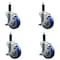 Service Caster 4'' Blue Poly Swivel 1'' Expanding Stem Caster Set with Brake, 4PK SCC-EX20S414-PPUB-BLUE-TLB-1-4 - alternate 1